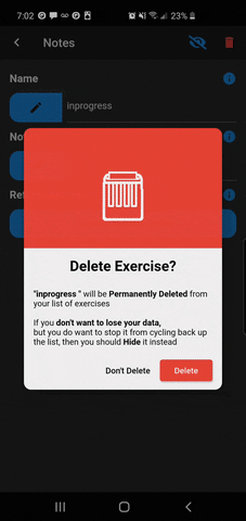 Add Notes like bar size, form details, and so on; so that when you are pushing so hard you can't think, your memory doesn't stop your progress Add Exercise Notes